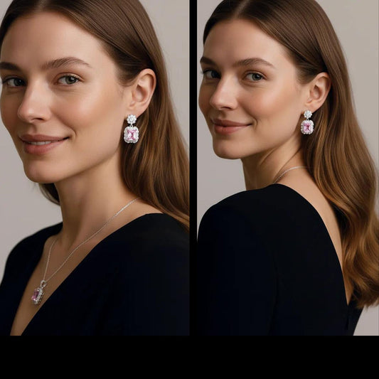 Radiant Royale Halo Pendant & Earrings Set