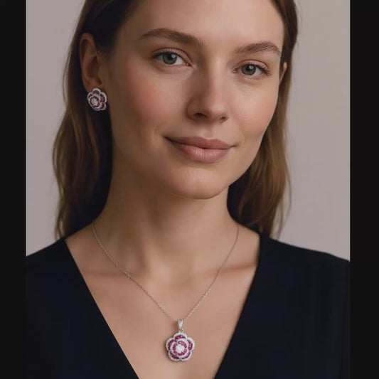 Rosé Bloom™ Ruby Floral Jewelry Set