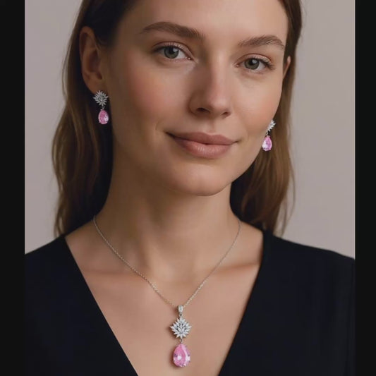 Rosé Empress™ Pink Crystal Pendant Necklace & Earring Set