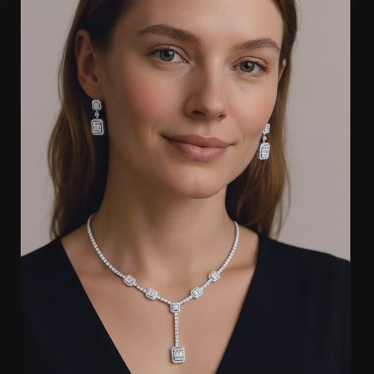 Celestia Y-Drop Diamond Glow Necklace & Earring Set