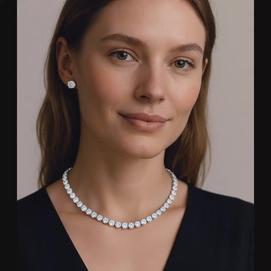 Eternal Radiance Tennis Necklace & Stud Earrings Set