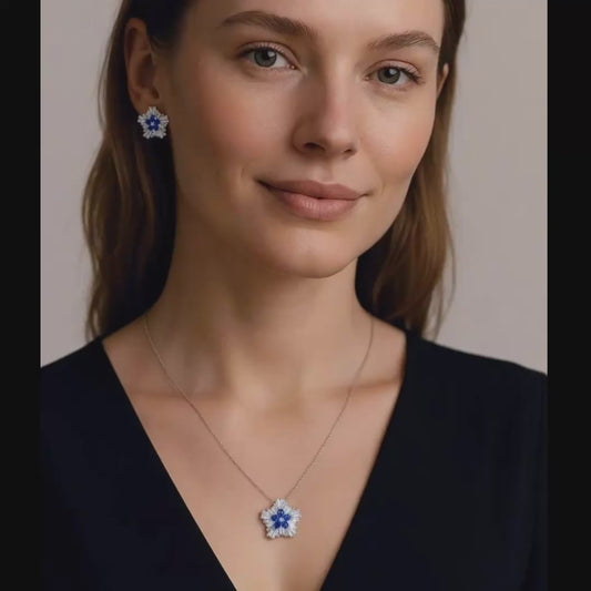 Bloom Royale™ Crystal Flower Necklace & Stud Earrings Set