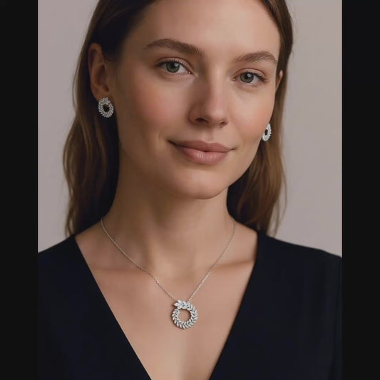 Aurelia Wreath™ Crystal Leaf Necklace & Earrings Set